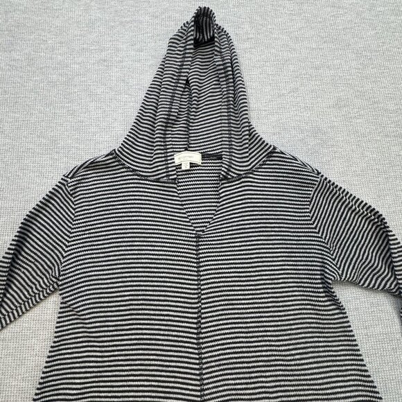 No Comment Womens Sz Small Black Striped Pullover Hoodie V Neck Long Sleeve Lite - Picture 5 of 13
